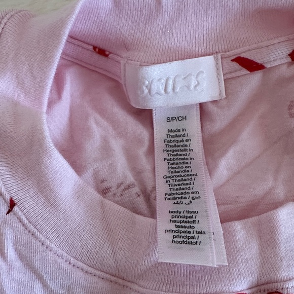 SKIMS Pink Pajama Top with Red Candy Cane Print - Picture 2 of 7